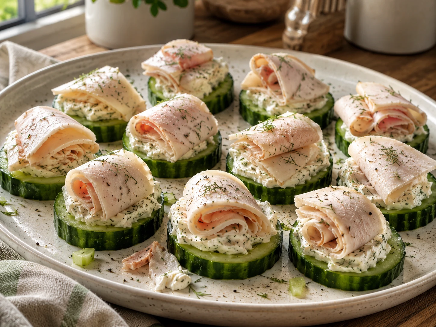 Cucumber Cream Cheese Turkey Bites