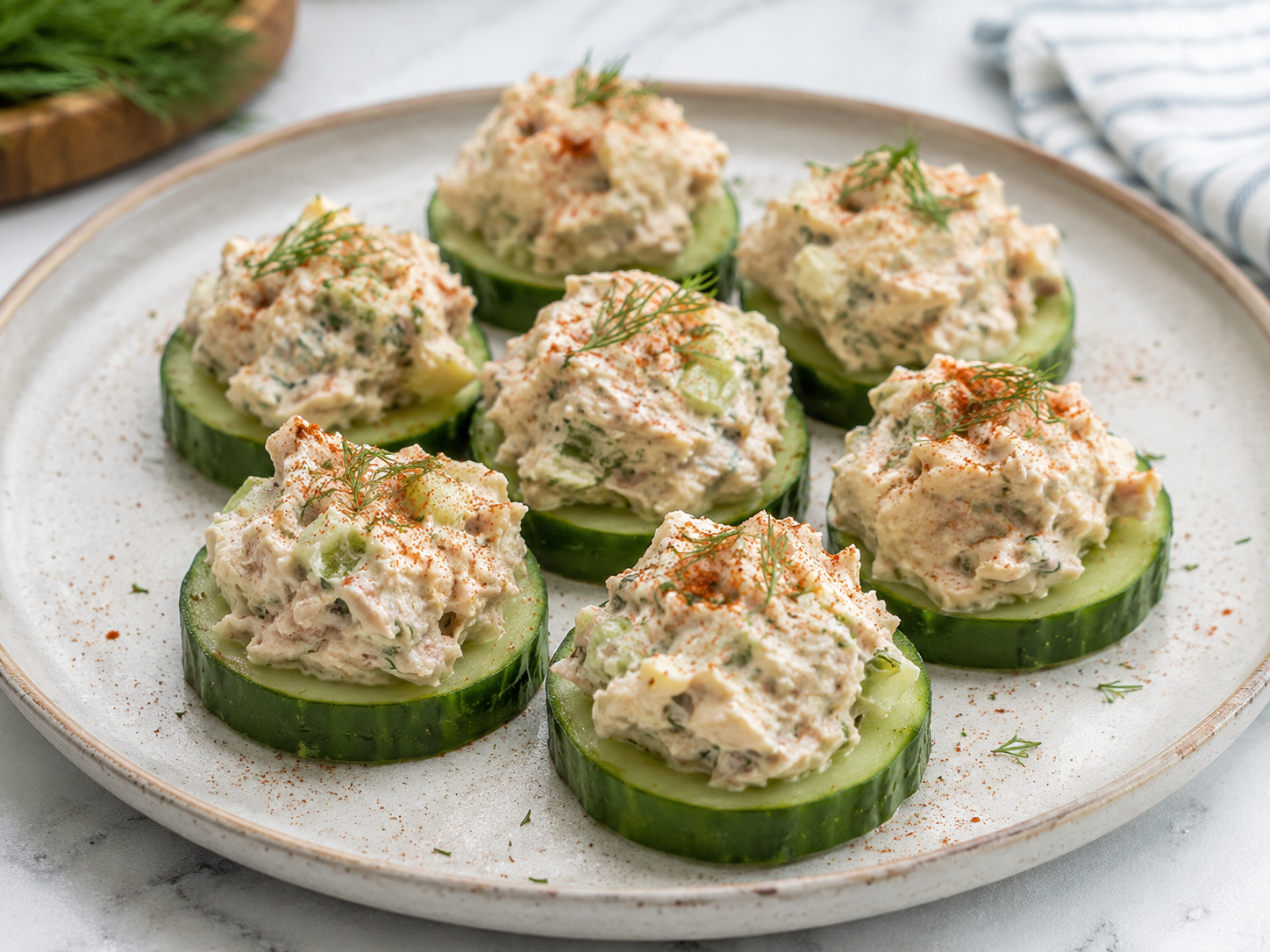 Cucumber Tuna Bites close up