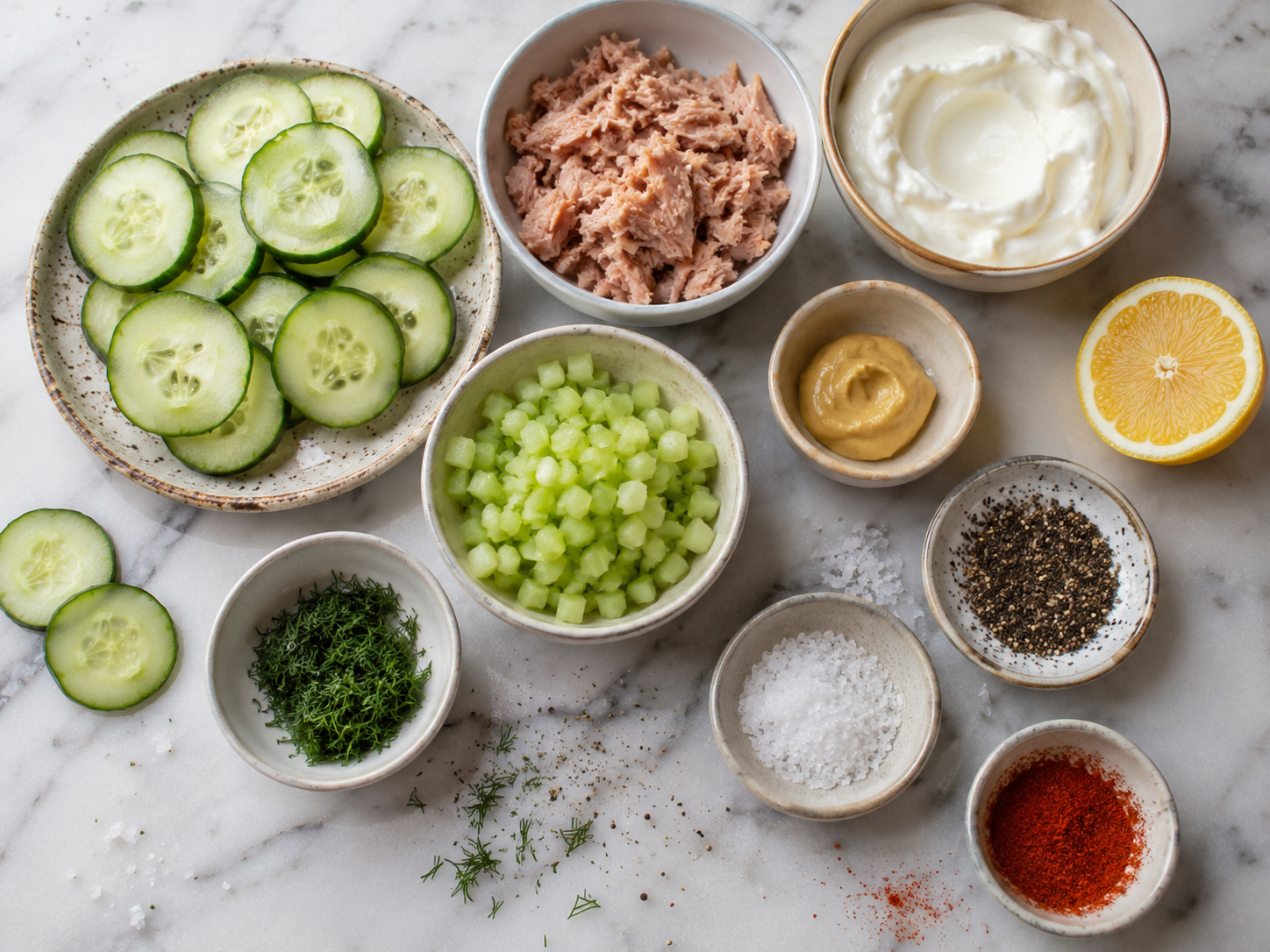 Cucumber Tuna Bites preparation