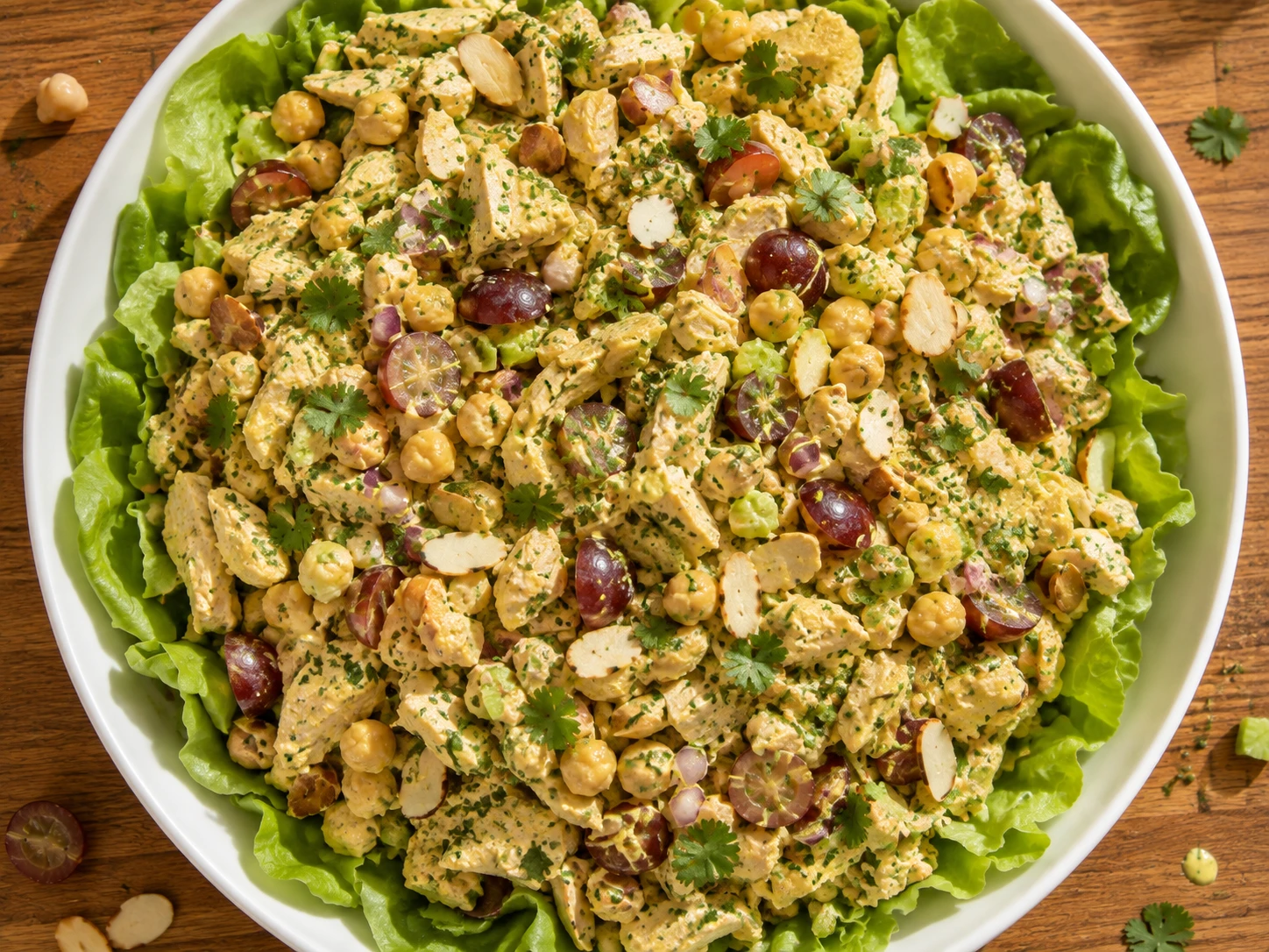 Curried Chickpea and Chicken Salad aerial view