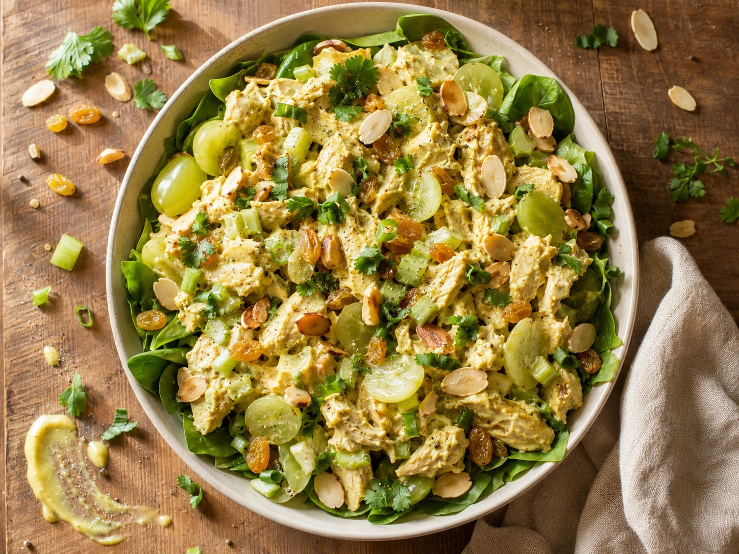 Curry Chicken Salad with Grapes aerial view