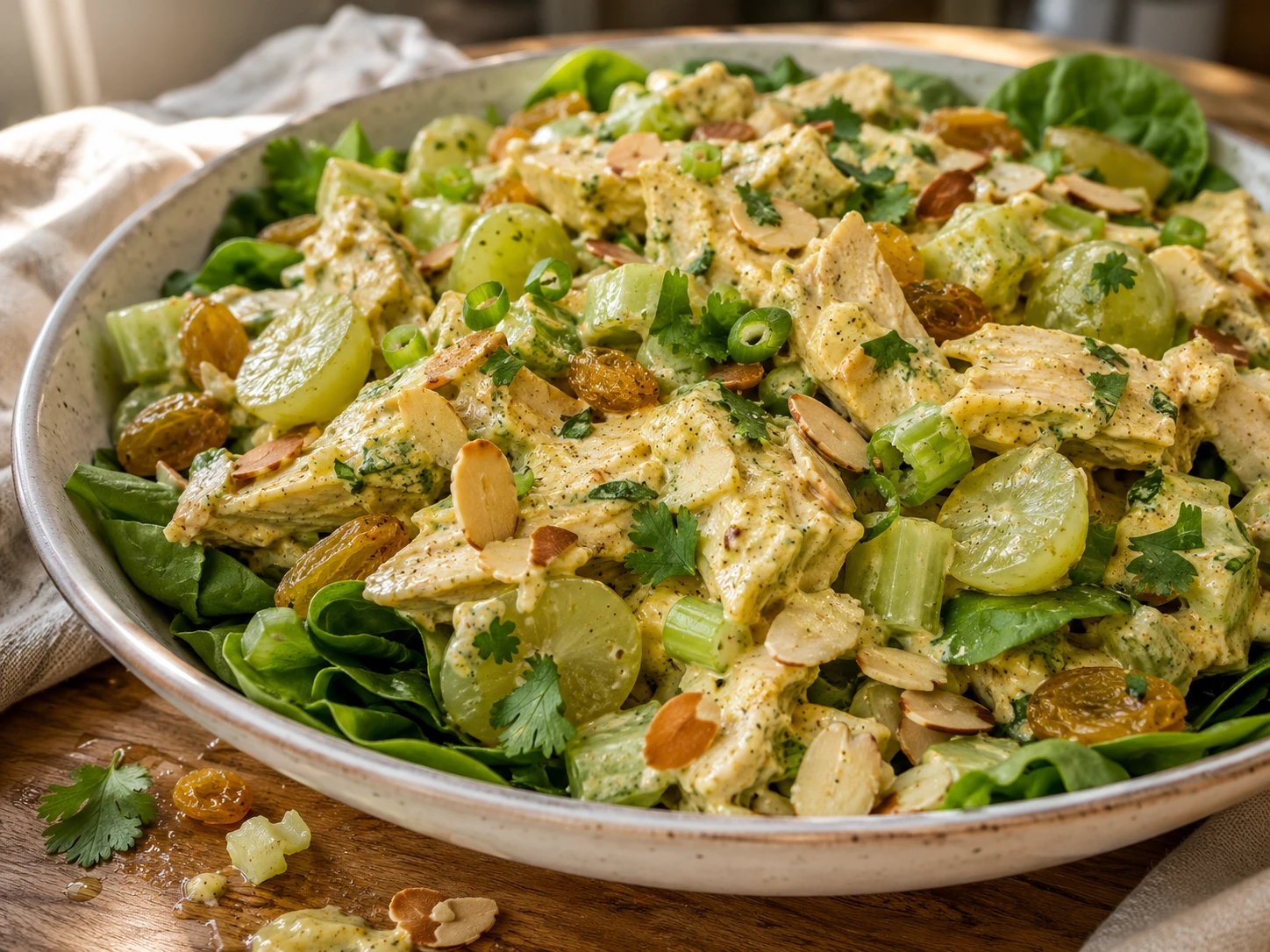 Curry Chicken Salad with Grapes close up