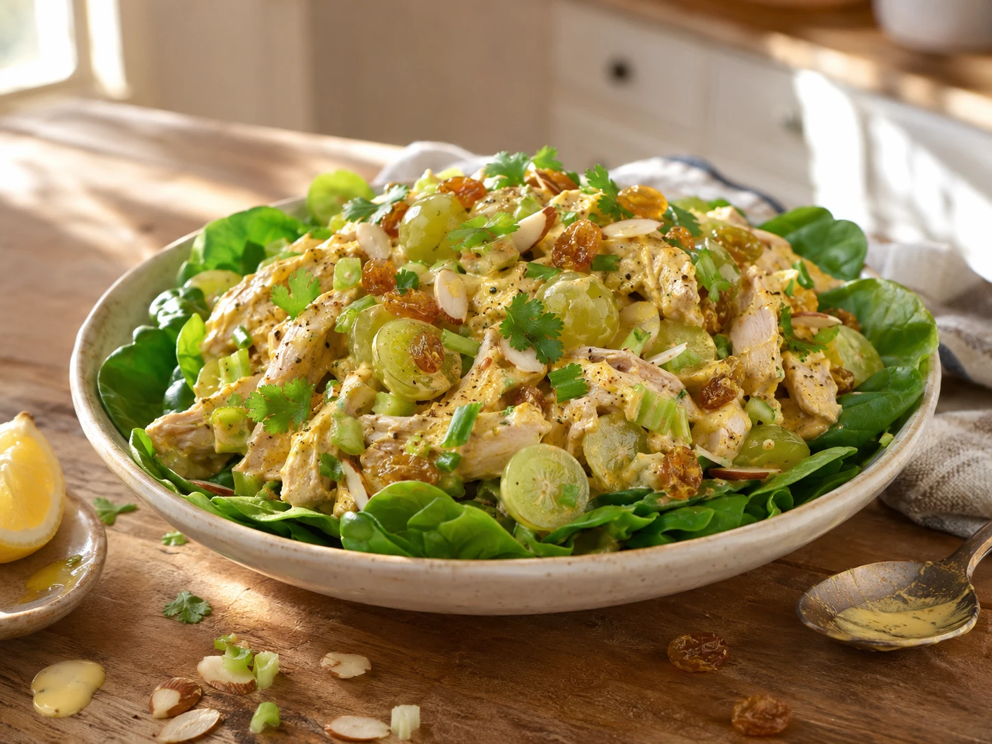 Curry Chicken Salad with Grapes preparation