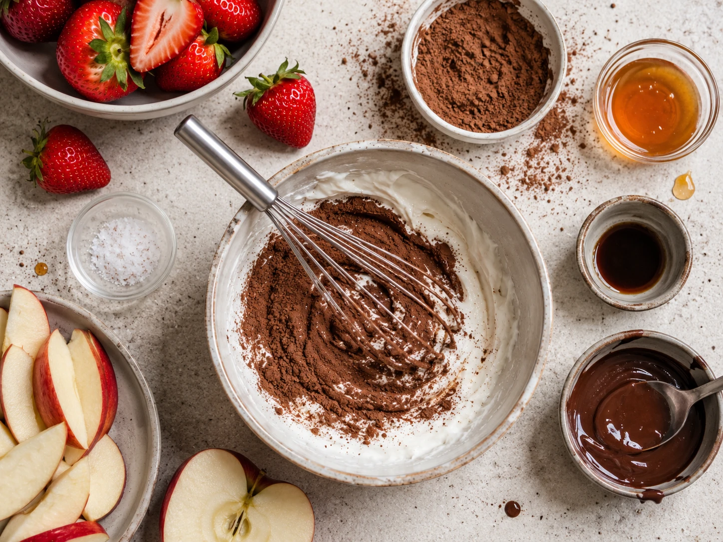 Dark Chocolate Greek Yogurt Dip preparation