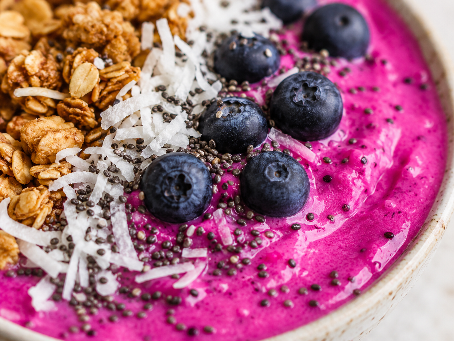 Dragon Fruit Smoothie Bowl close up