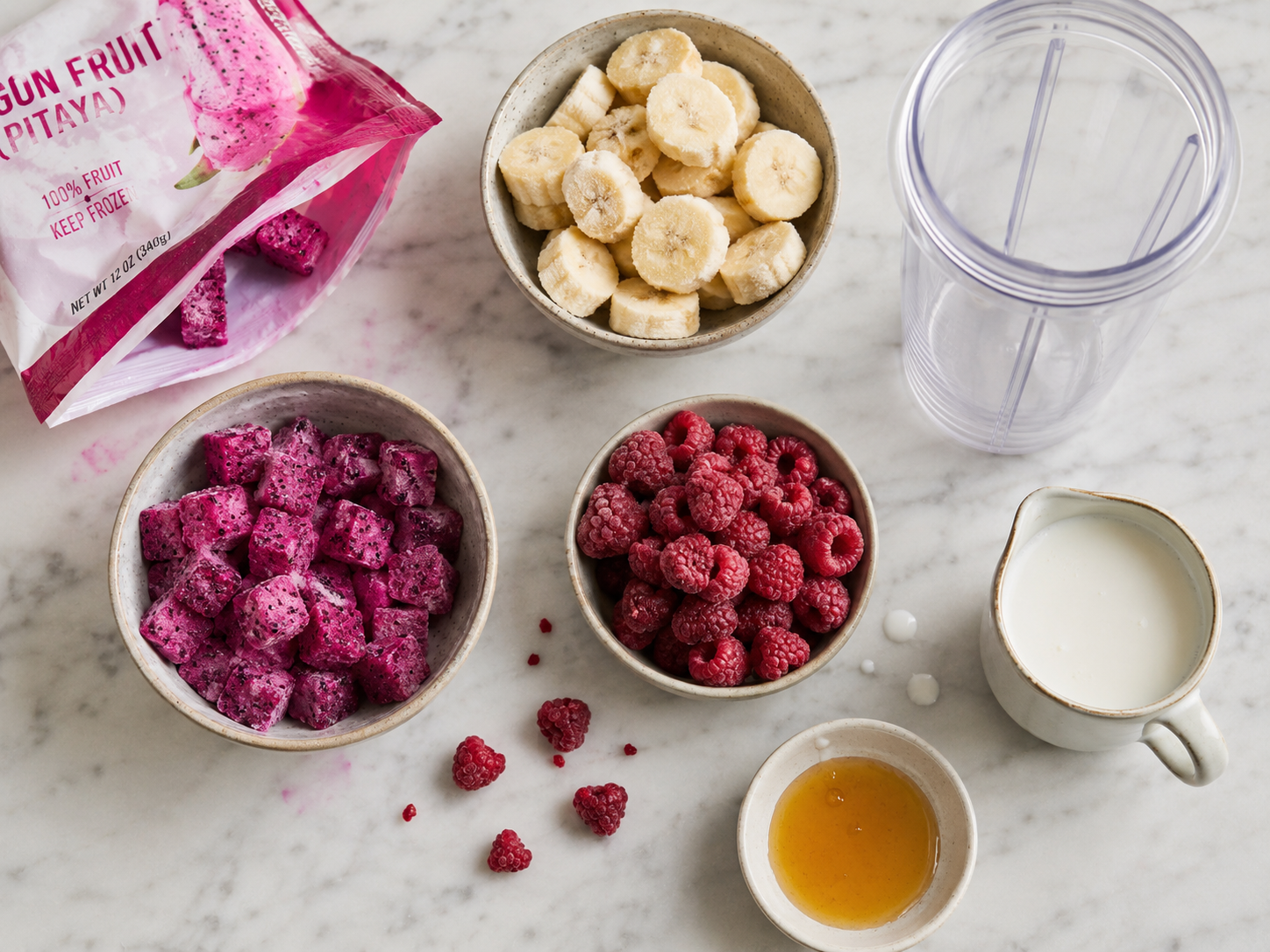 Dragon Fruit Smoothie Bowl preparation