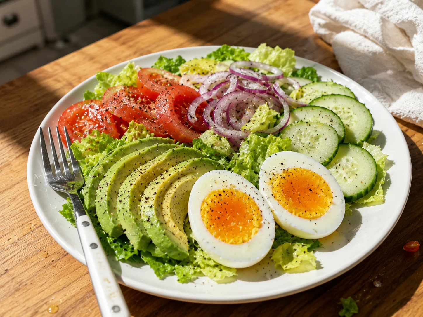 Egg and Avocado Cobb-Style Salad Plate