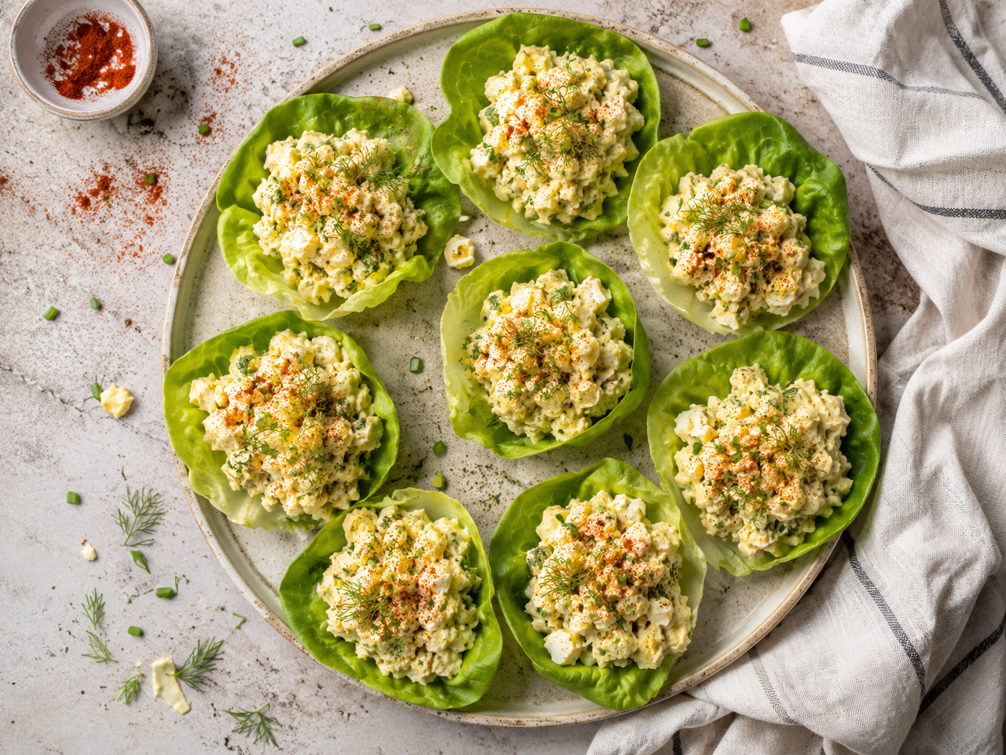 Egg Salad Lettuce Cups close up