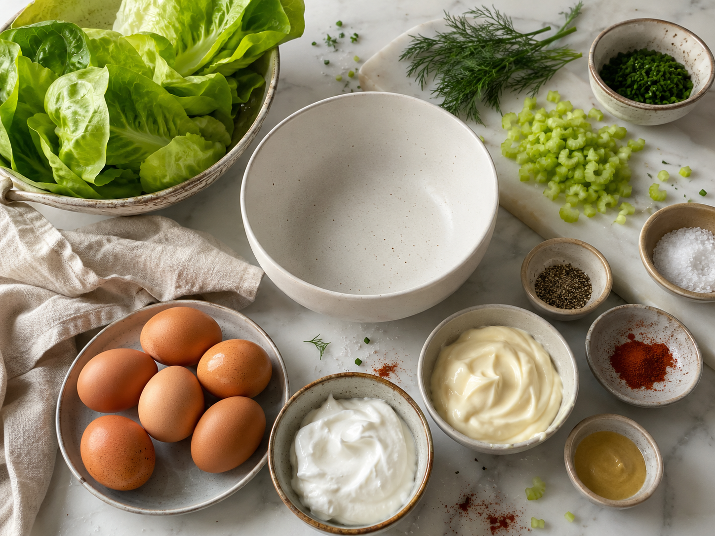 Egg Salad Lettuce Cups preparation