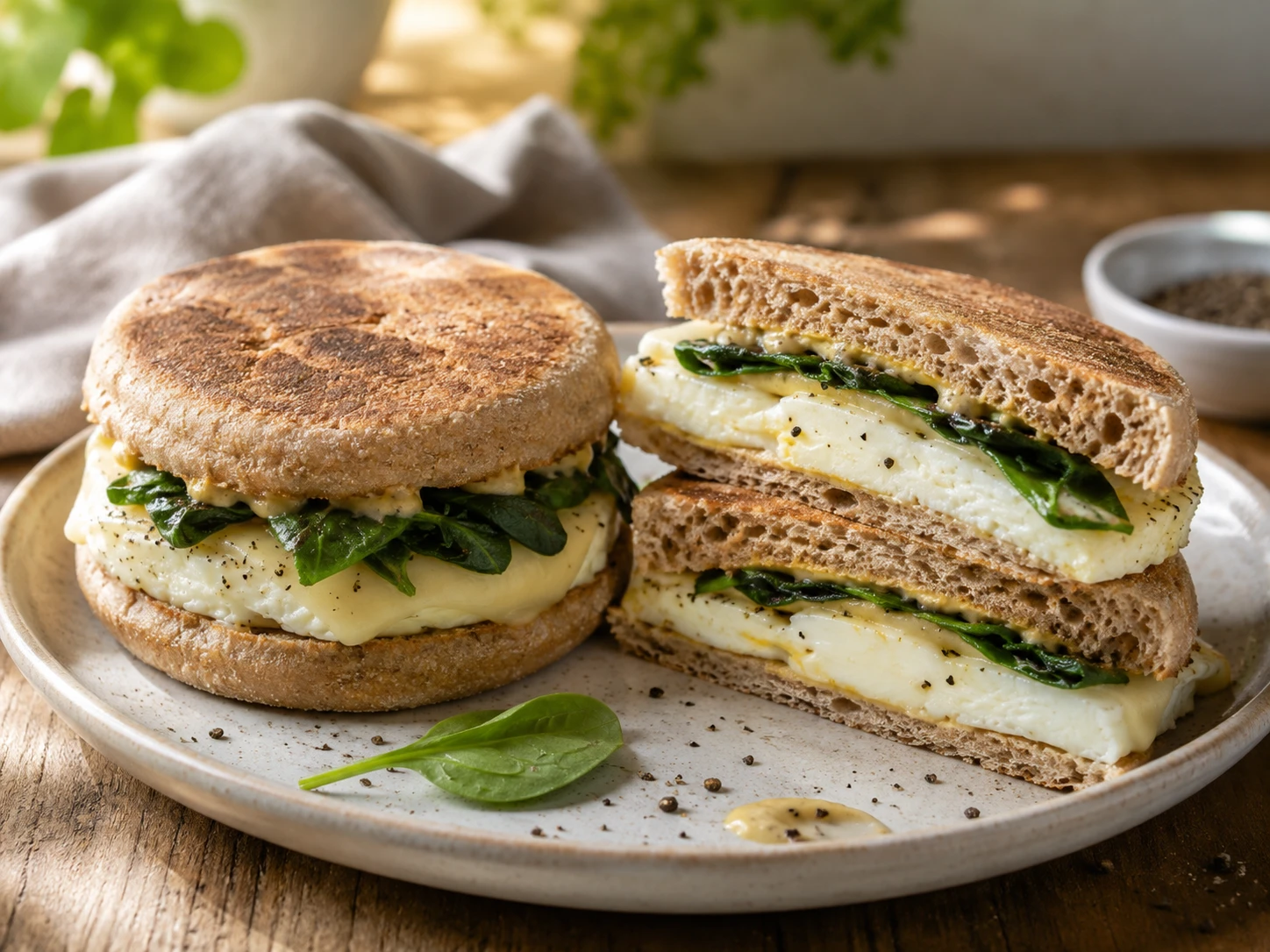 Egg White Spinach Breakfast Sandwich