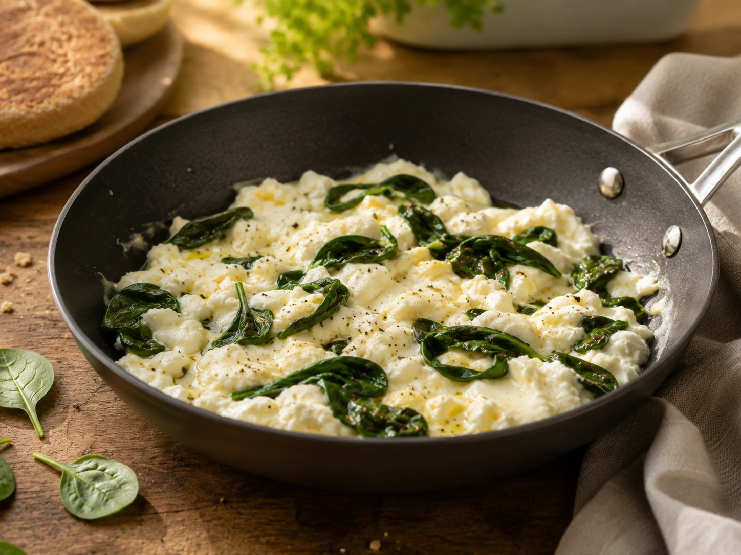 Egg White Spinach Breakfast Sandwich preparation
