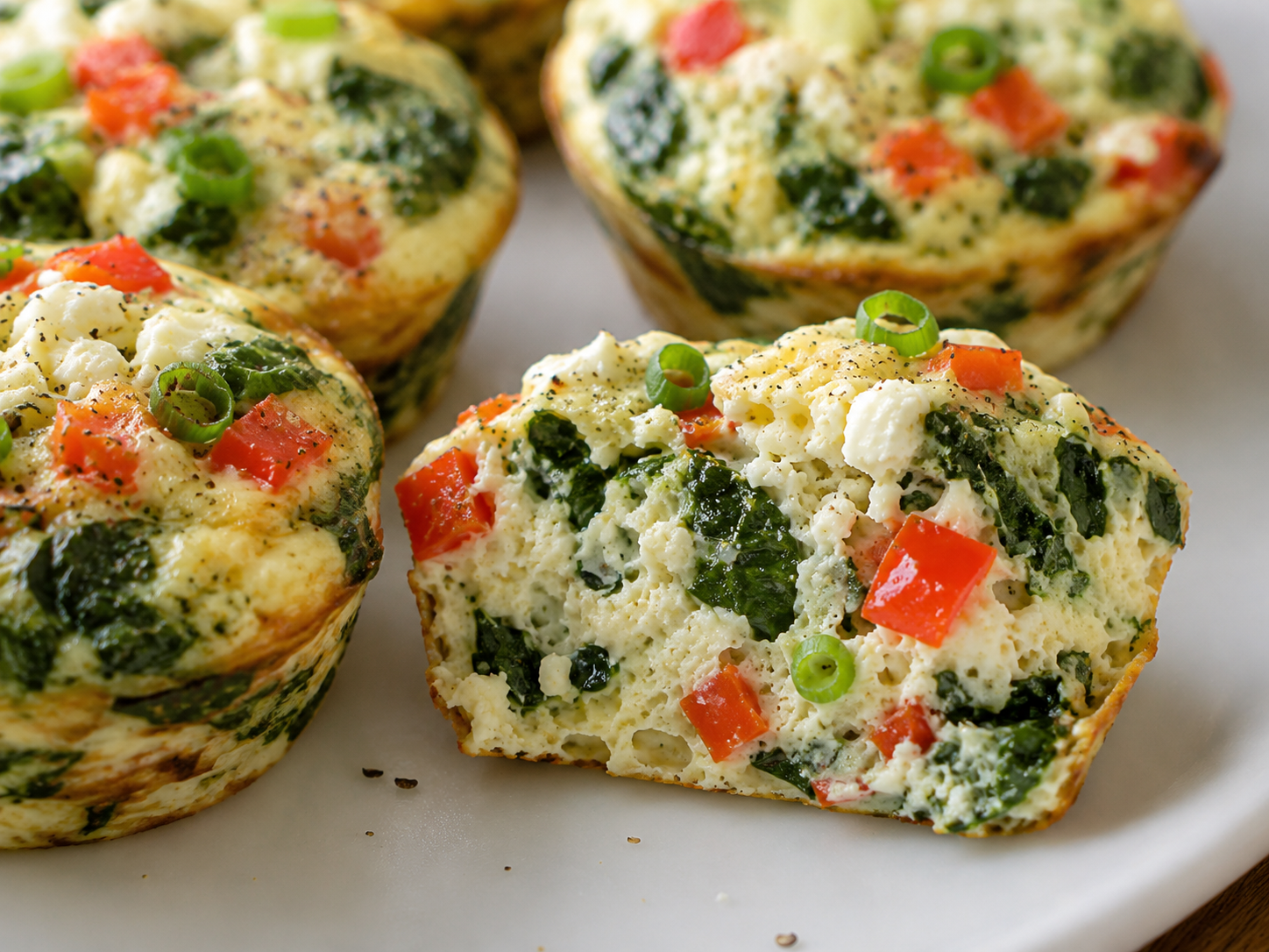 Egg White Spinach Snack Muffins close up