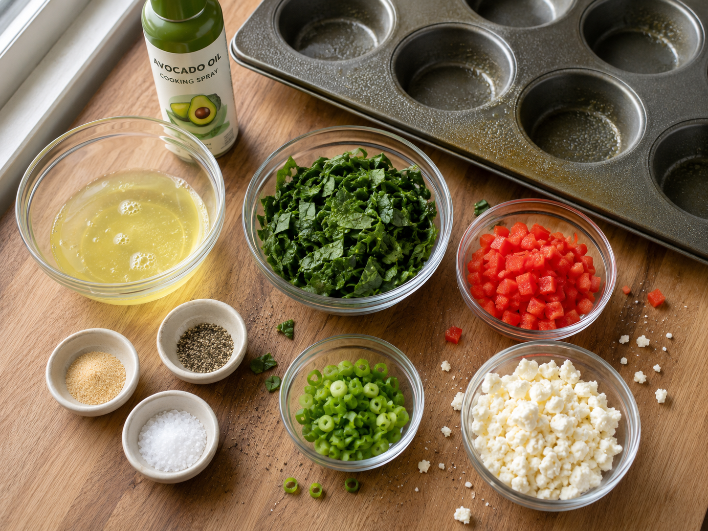 Egg White Spinach Snack Muffins preparation