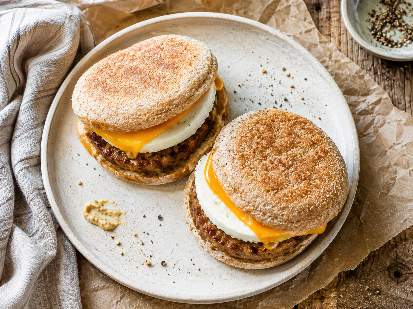 Egg White Turkey Sausage Muffin Sandwich