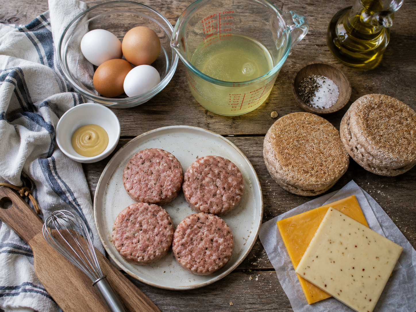 Egg White Turkey Sausage Muffin Sandwich preparation