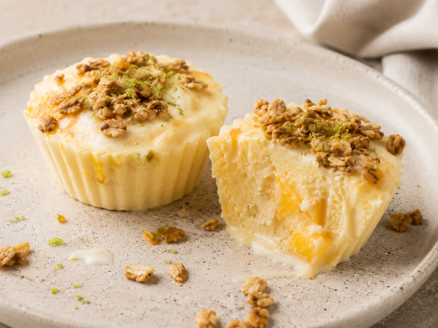 Frozen Mango Yogurt Cups close up
