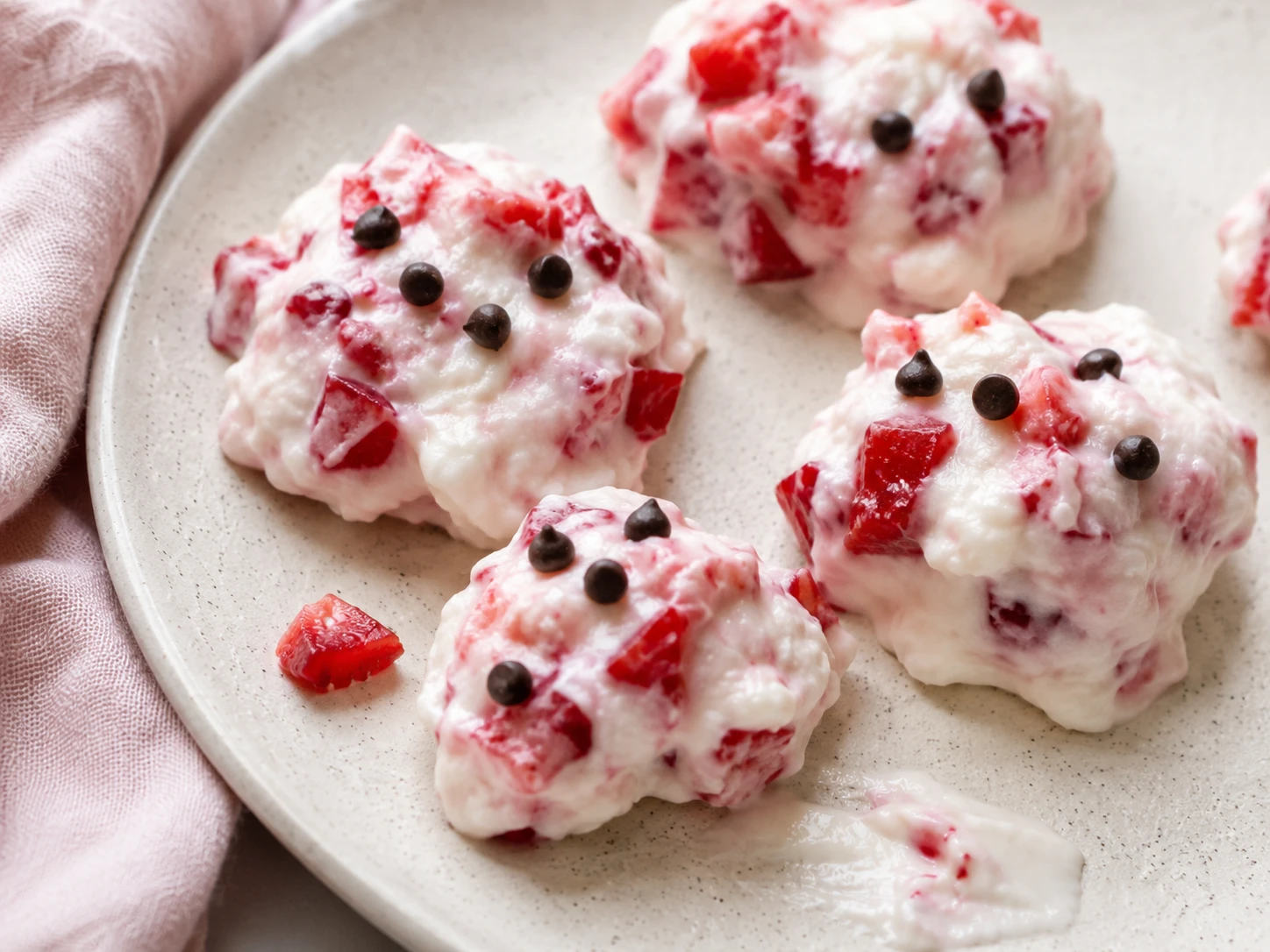 Frozen Strawberry Yogurt Clusters close up