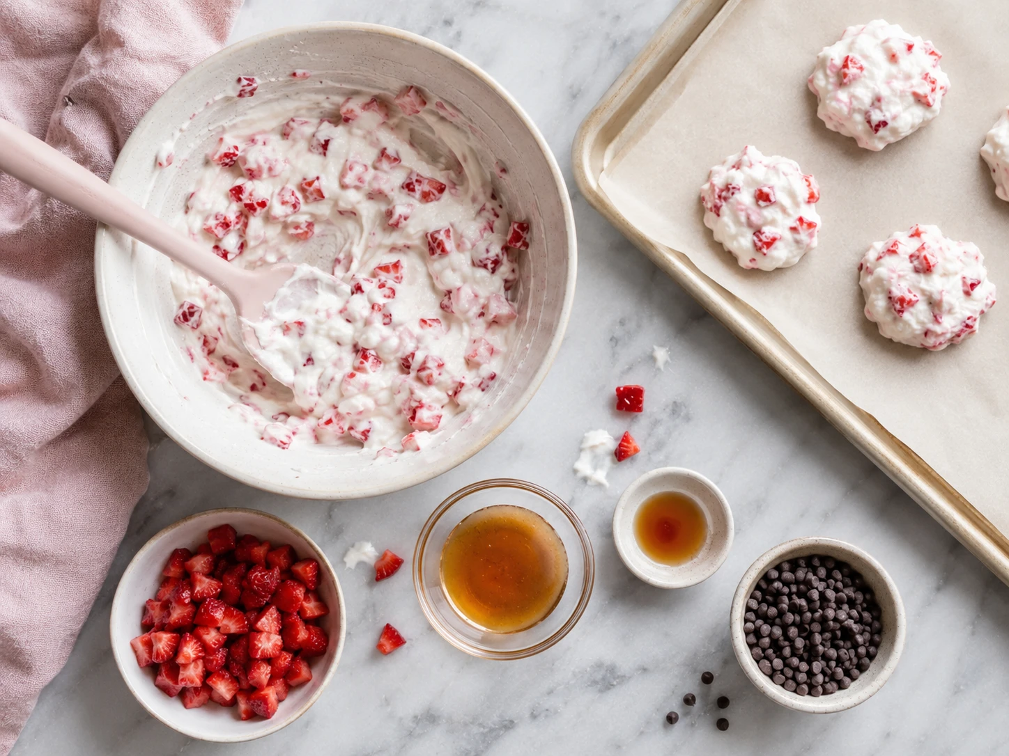 Frozen Strawberry Yogurt Clusters preparation