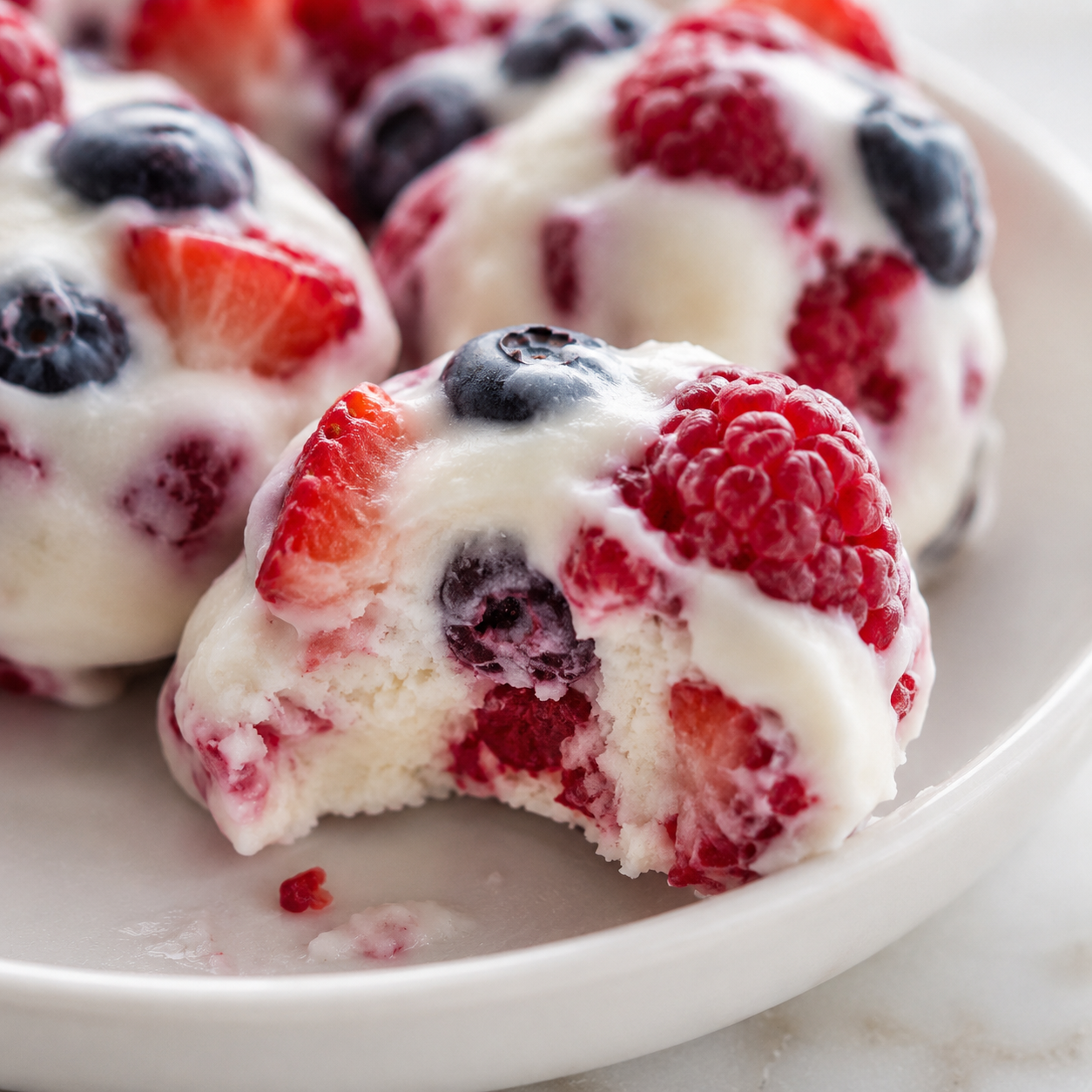 Frozen Yogurt Berry Bites close up