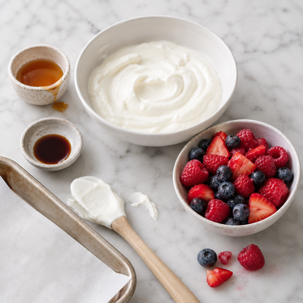 Frozen Yogurt Berry Bites preparation