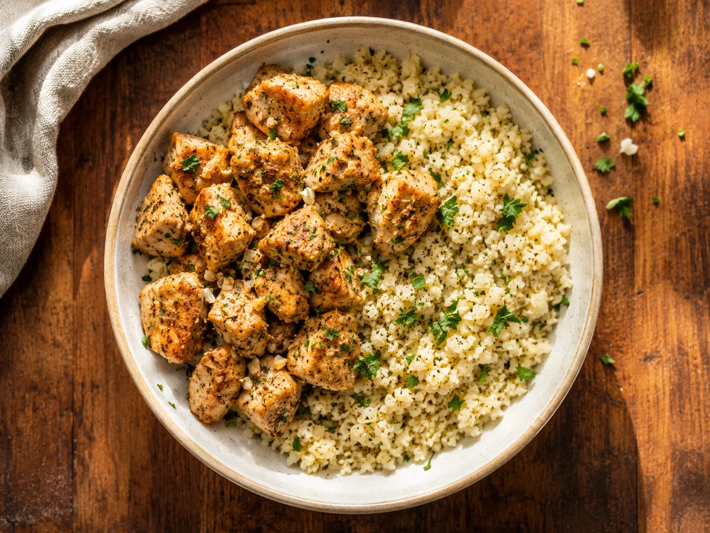 Garlic Butter Chicken with Cauliflower Rice