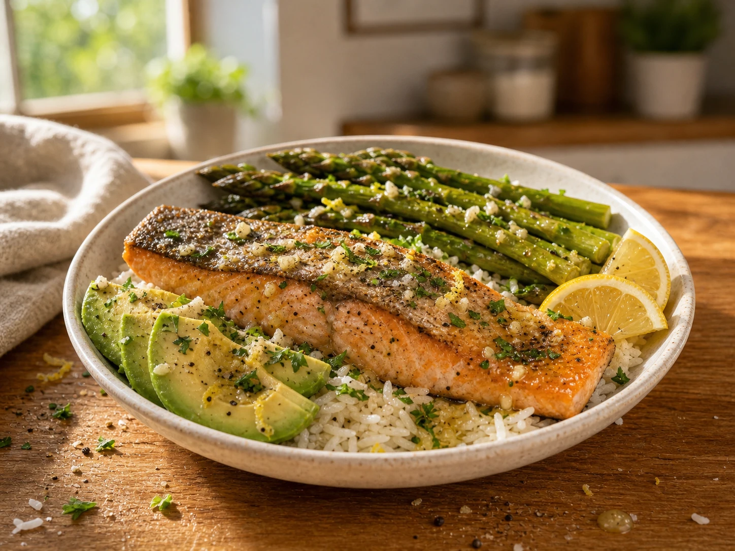 Garlic Butter Salmon Bowl