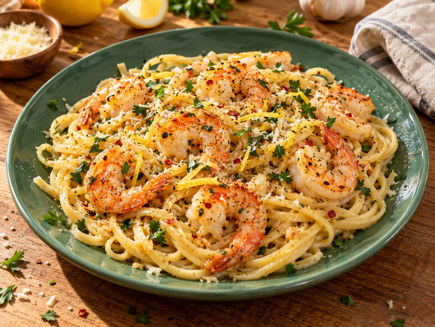 Garlic Butter Shrimp Linguine