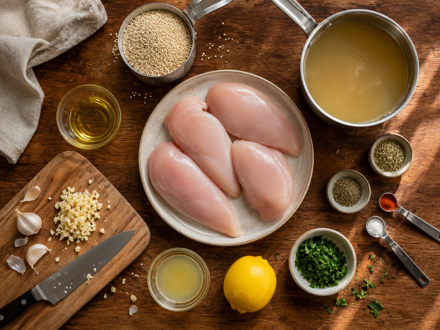 Garlic Herb Chicken & Quinoa preparation