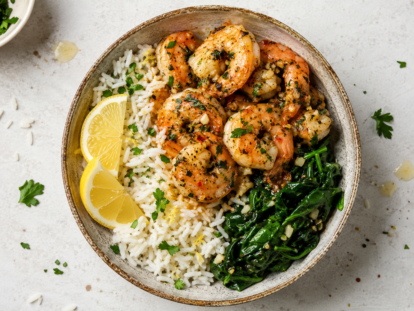 Garlic Herb Shrimp Rice Bowls