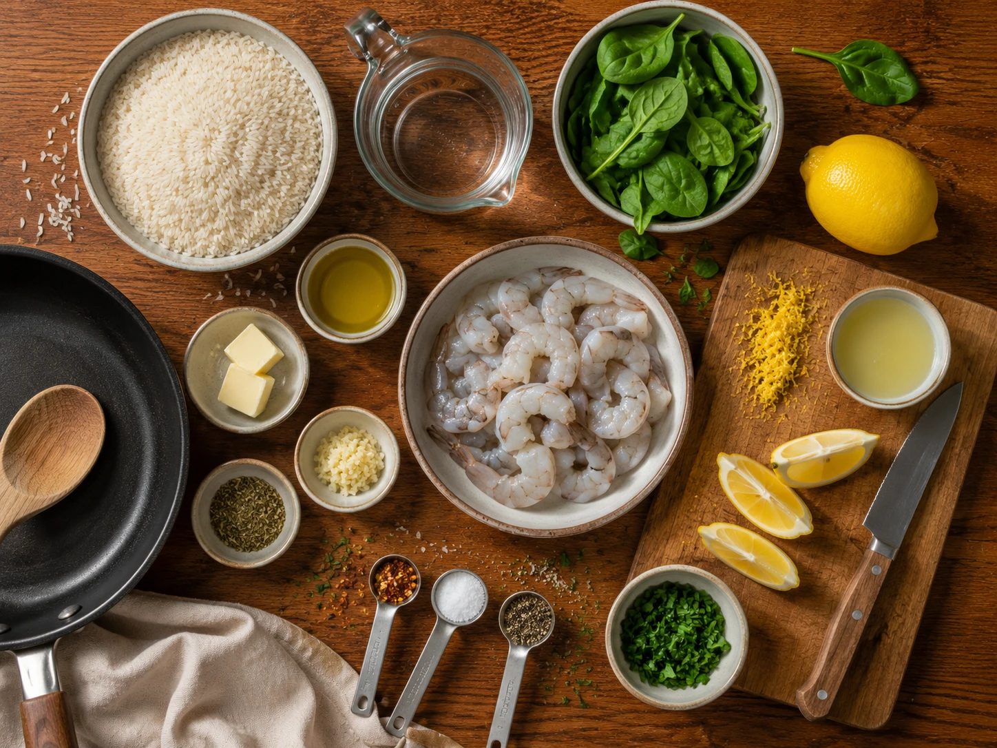 Garlic Herb Shrimp Rice Bowls preparation