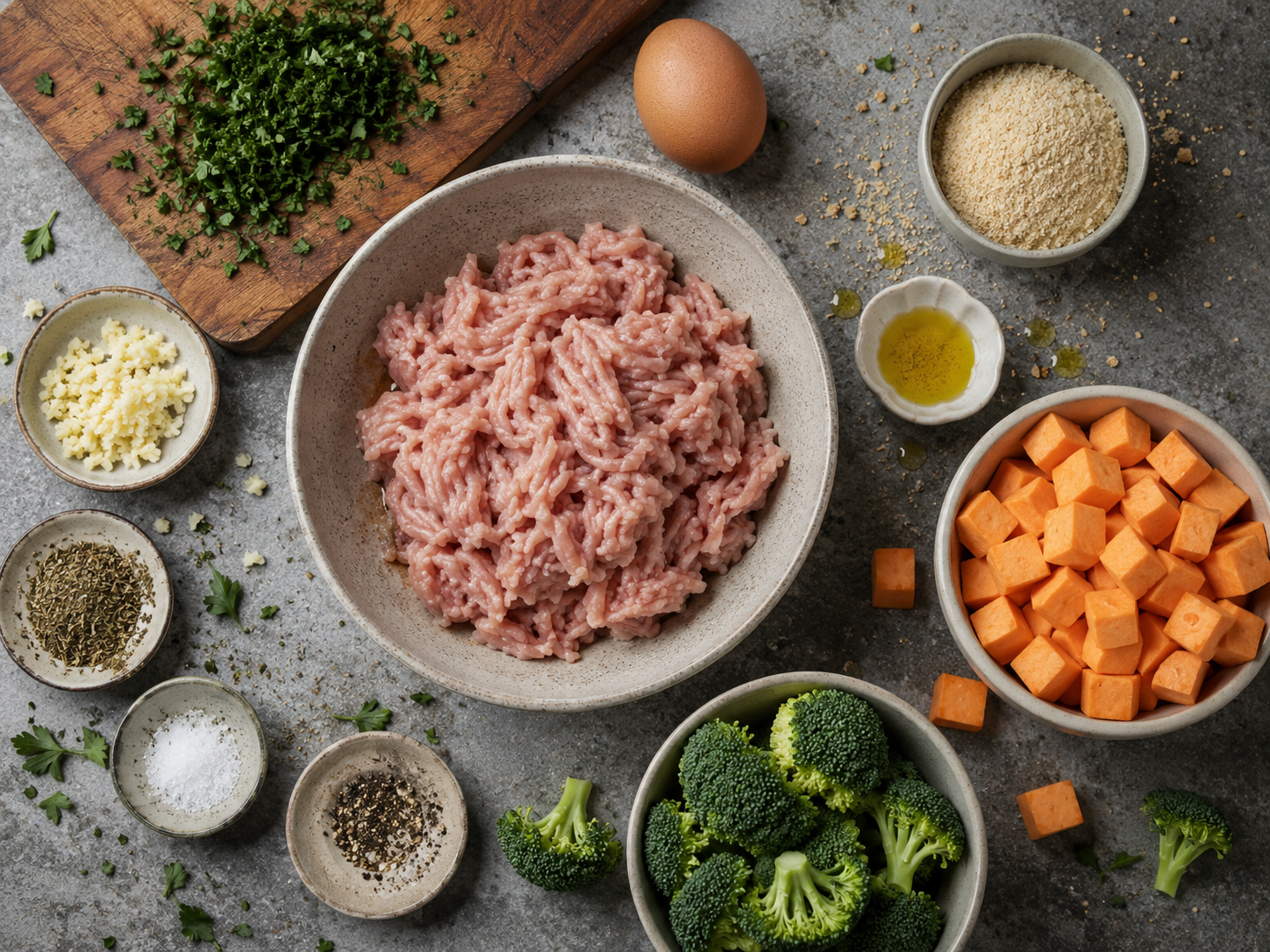 Garlic Herb Turkey Patties Meal Prep preparation