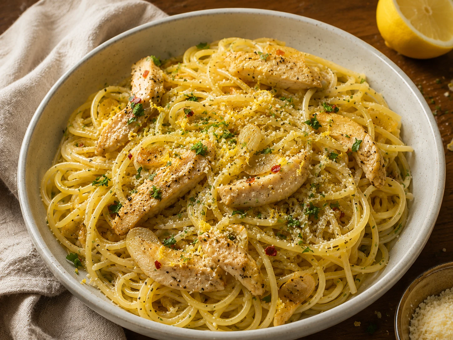 Garlic Lemon Chicken Spaghetti