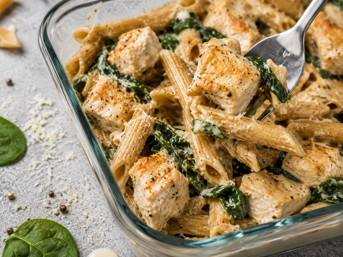 Garlic Parmesan Chicken Pasta Boxes close up