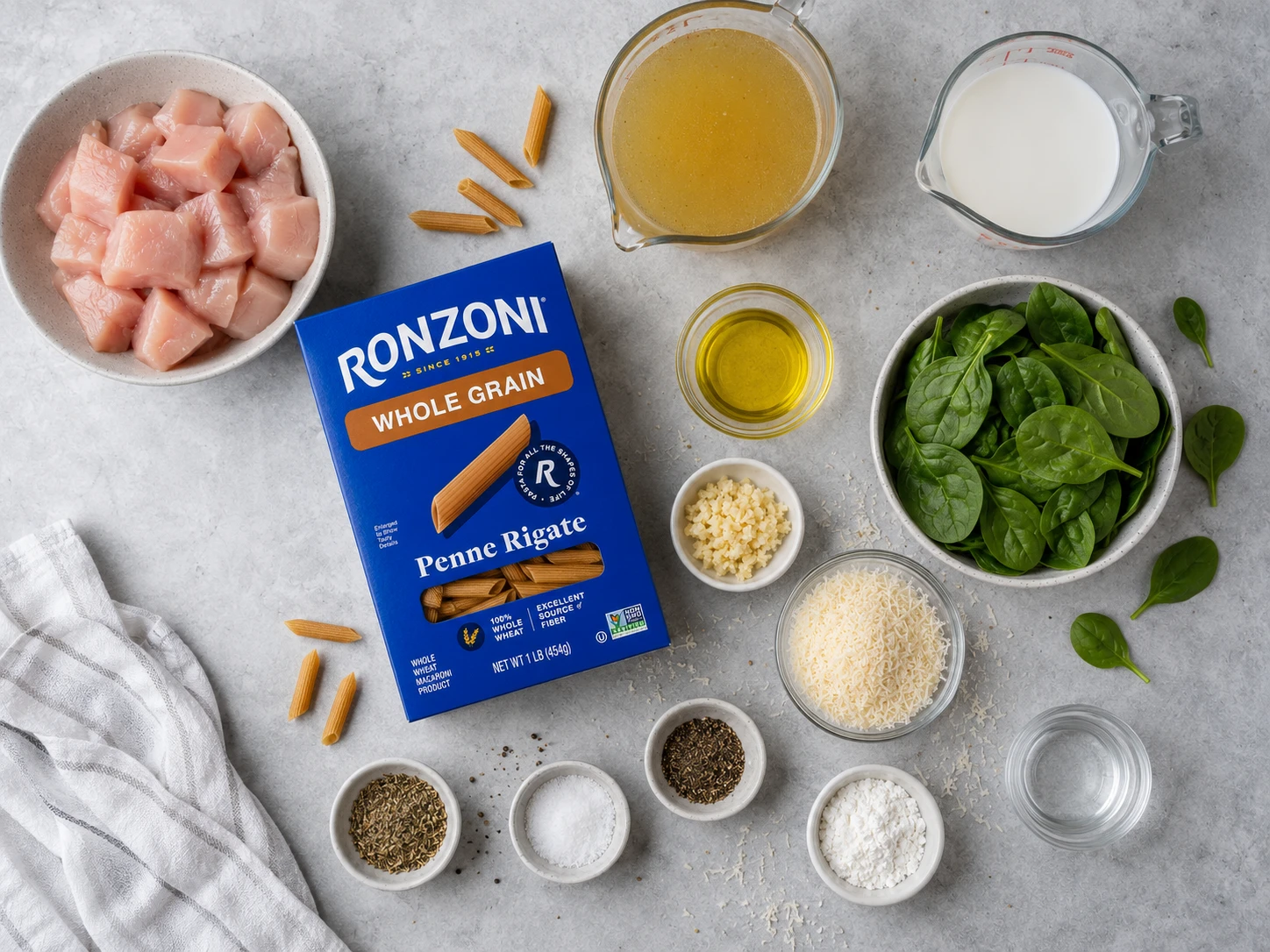 Garlic Parmesan Chicken Pasta Boxes preparation