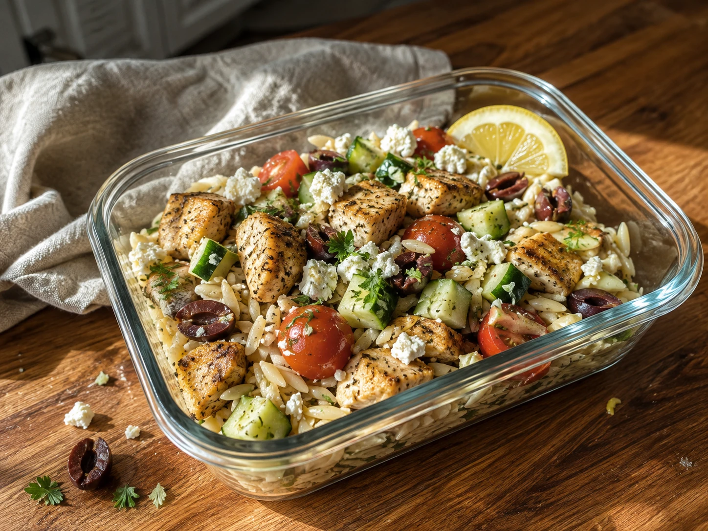 Greek Chicken Orzo Meal Prep