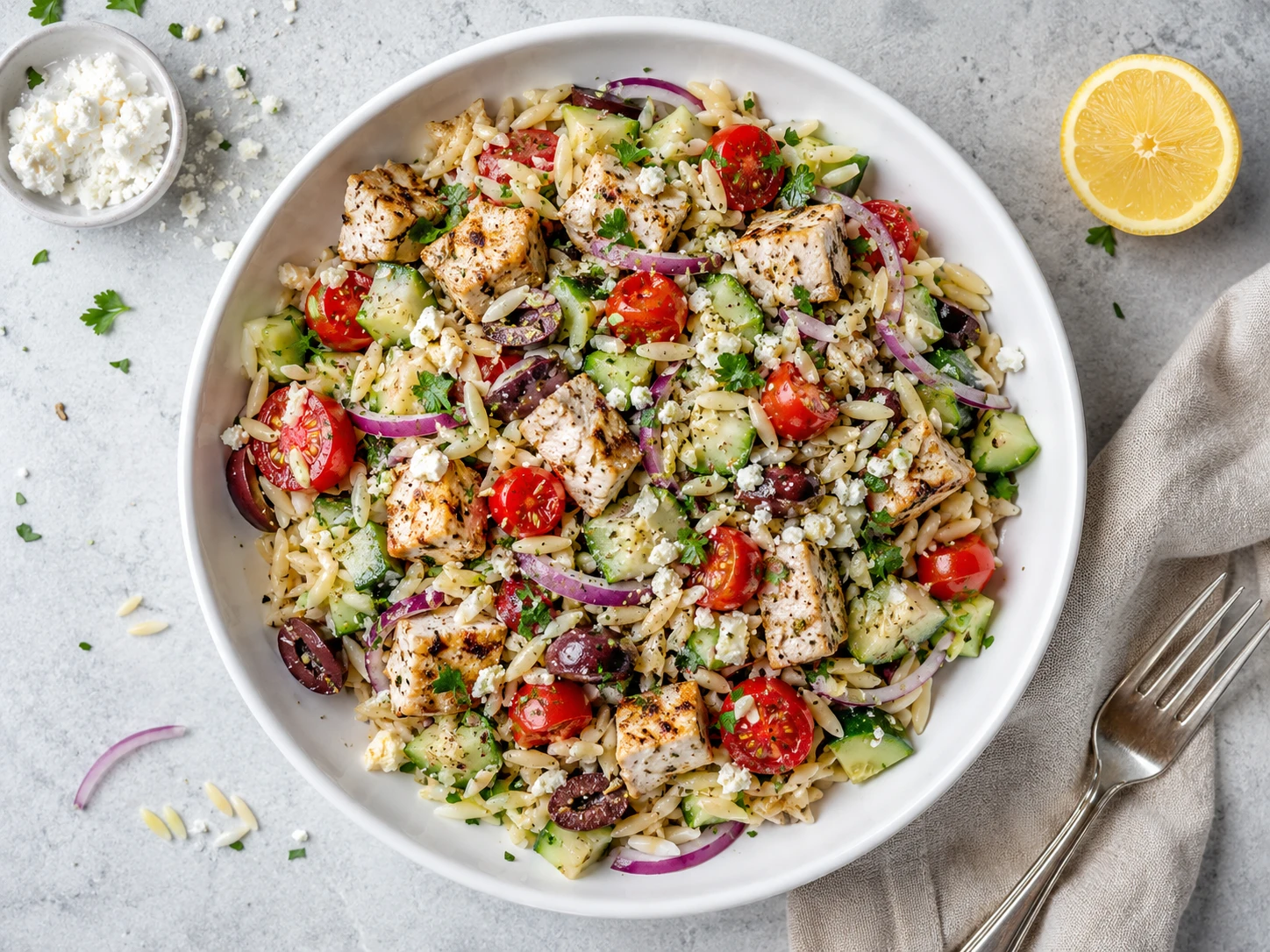 Greek Chicken Orzo Salad
