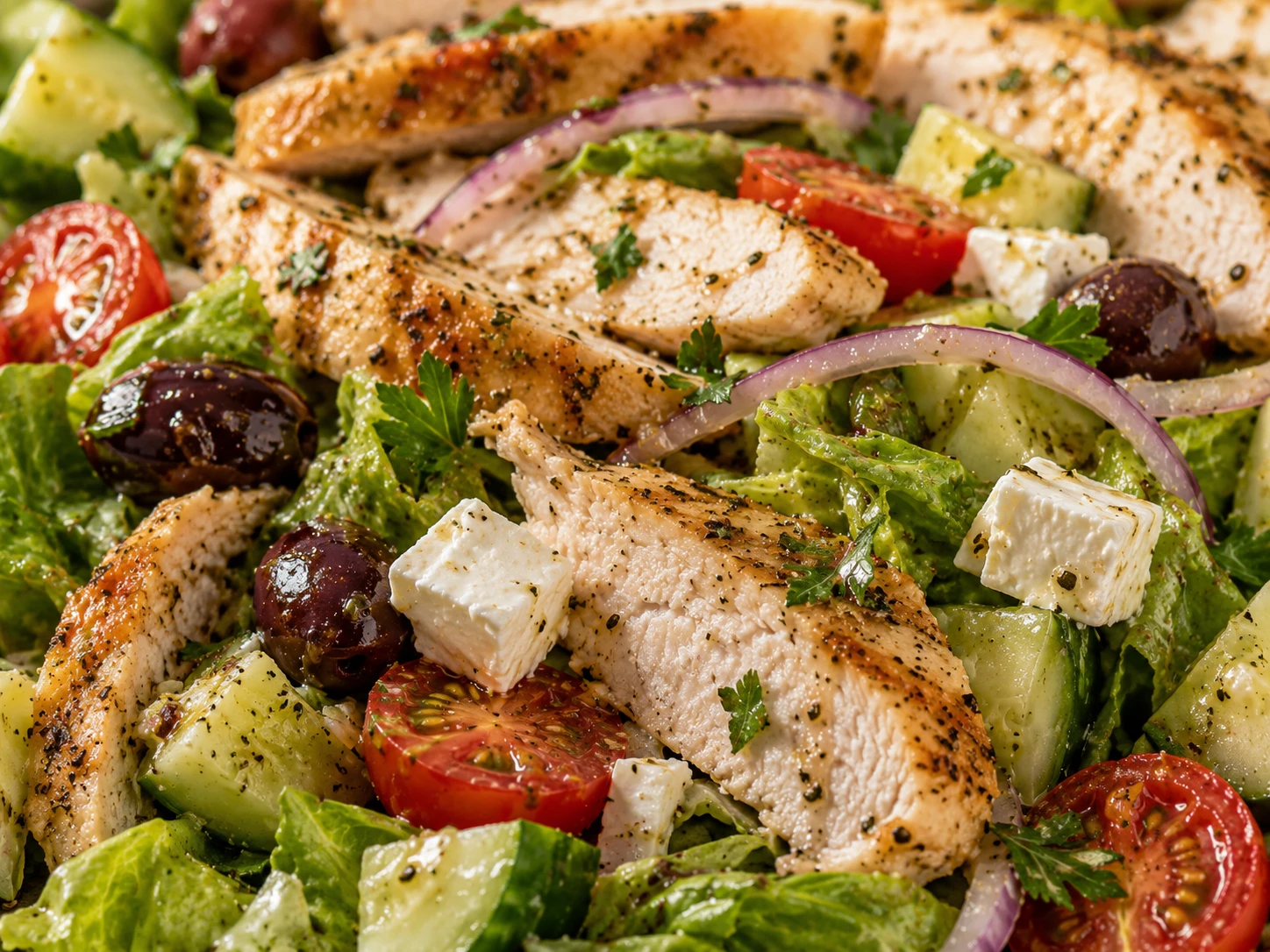 Greek Chicken Power Salad close up
