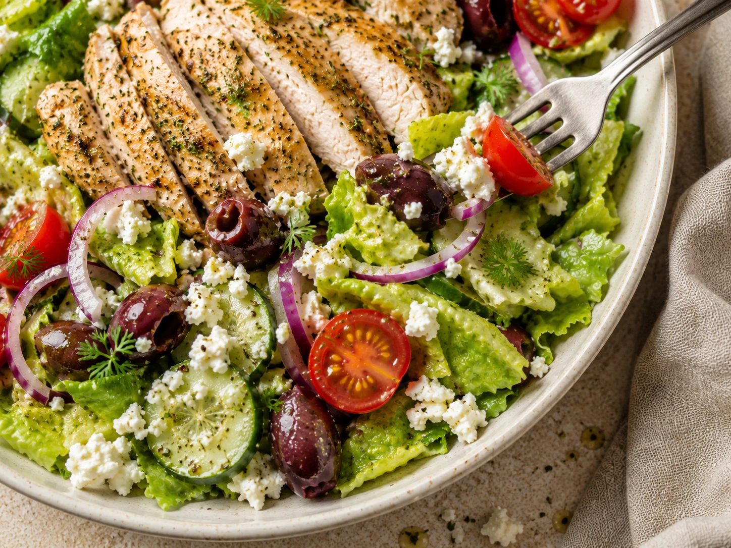 Greek Chicken Salad close up