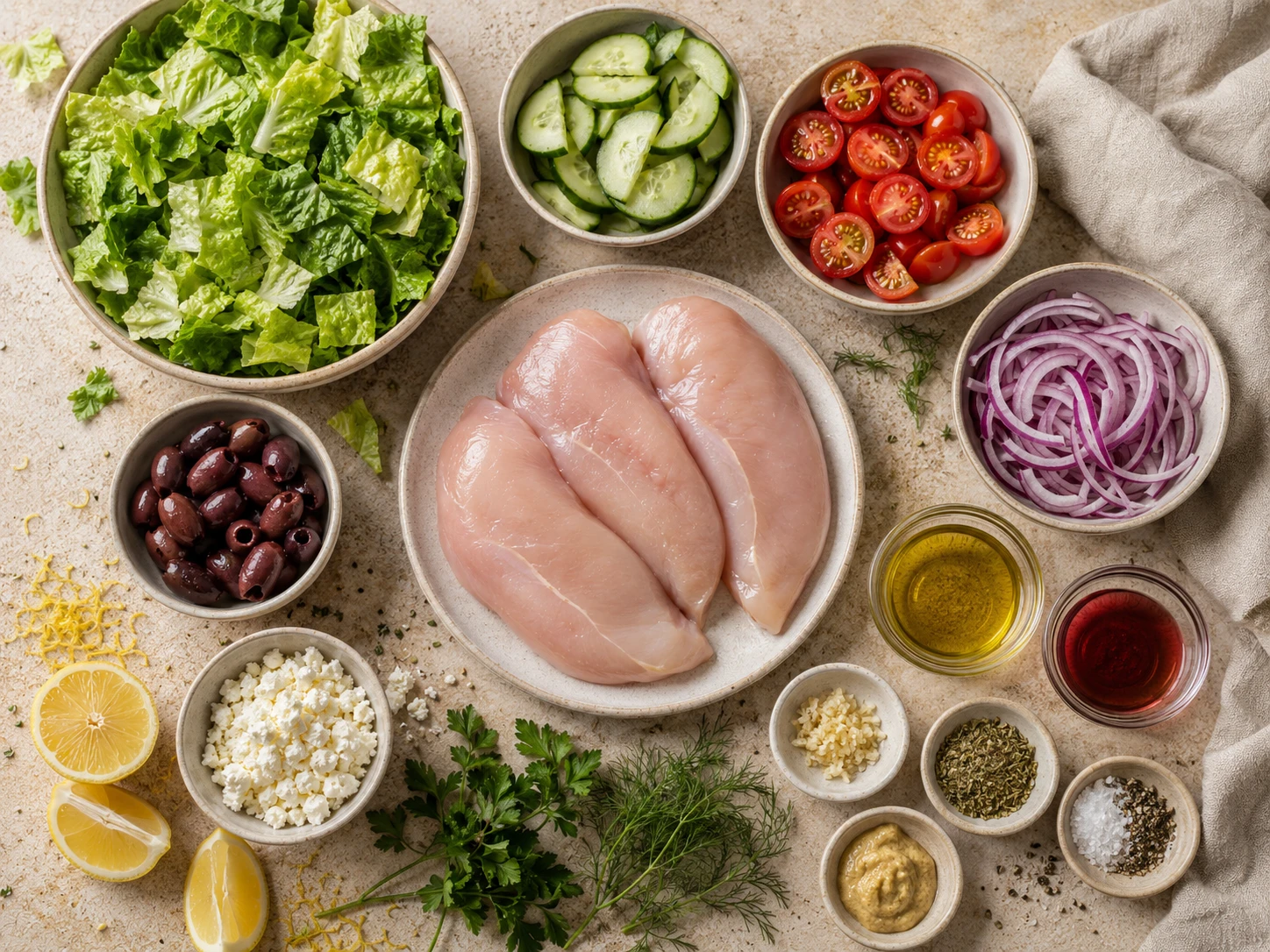 Greek Chicken Salad preparation