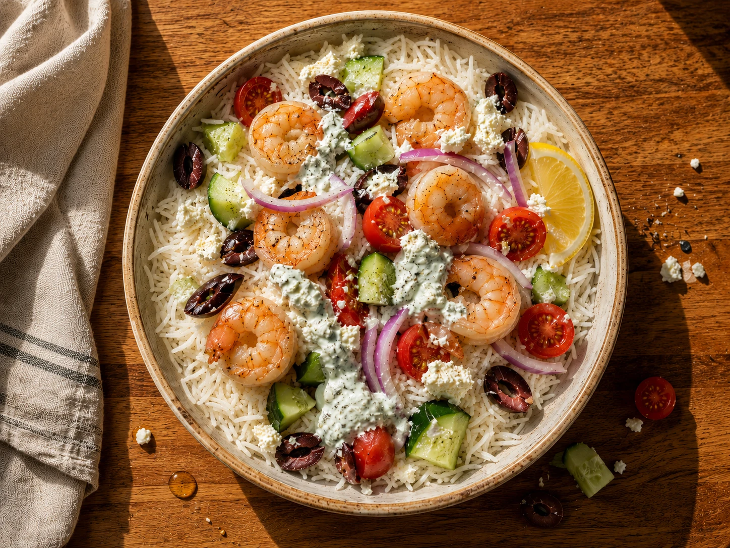 Greek Shrimp Rice Bowl