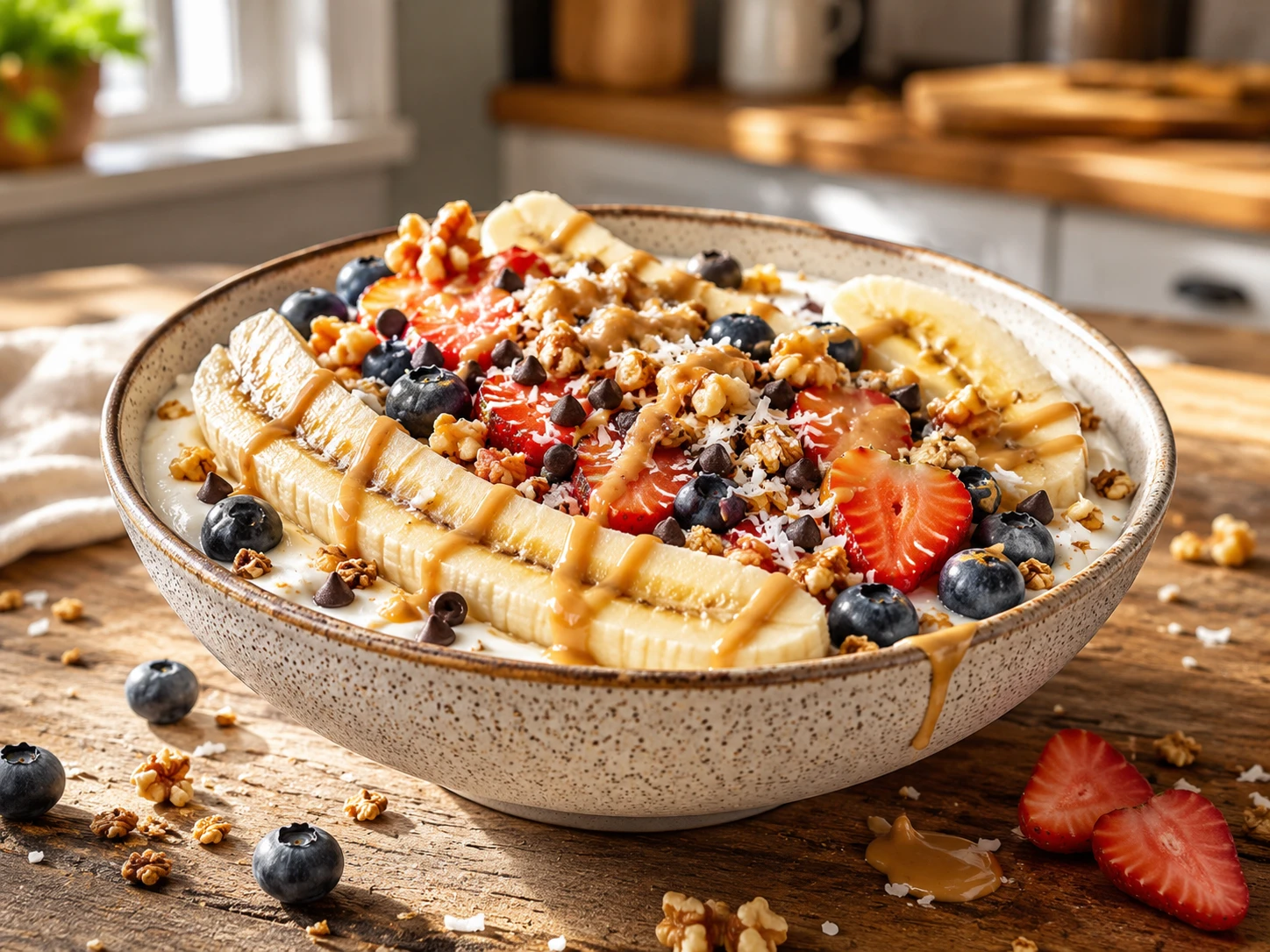 Greek Yogurt Banana Split Breakfast Bowl