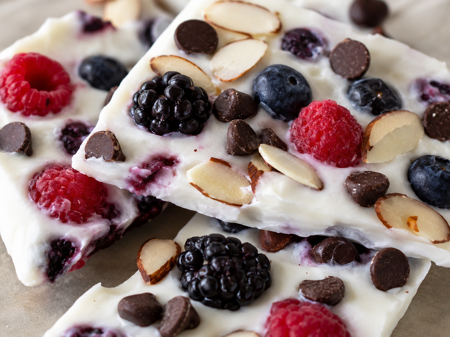 Greek Yogurt Berry Bark close up