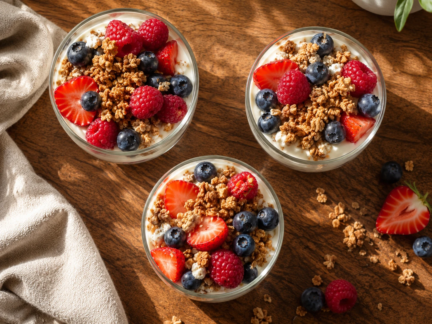 Greek Yogurt Berry Protein Cups aerial view