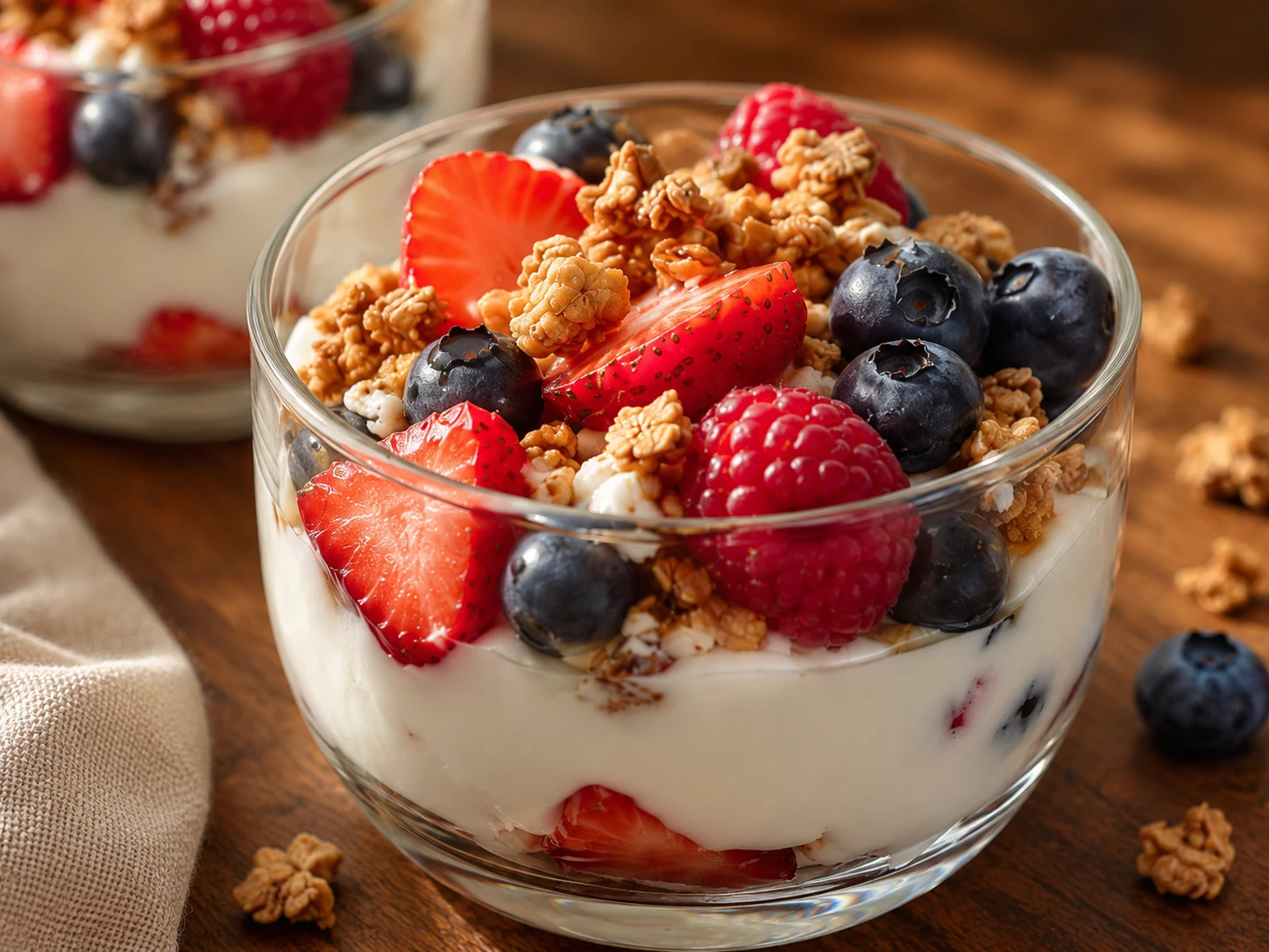 Greek Yogurt Berry Protein Cups close up