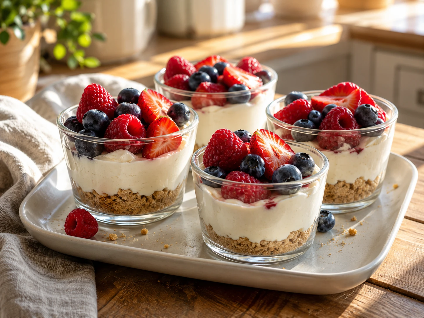 Greek Yogurt Cheesecake Berry Cups close up