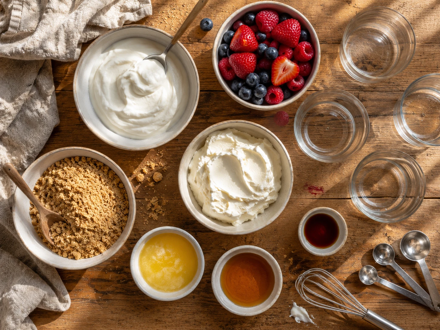 Greek Yogurt Cheesecake Berry Cups preparation