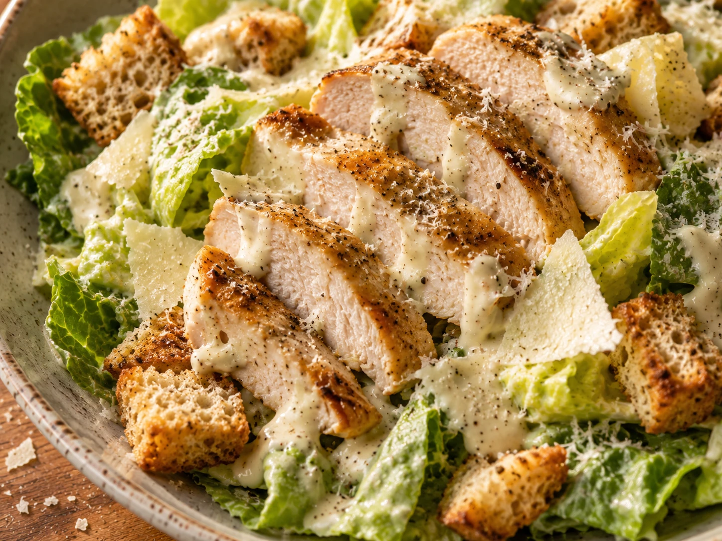 Greek Yogurt Chicken Caesar Salad close up