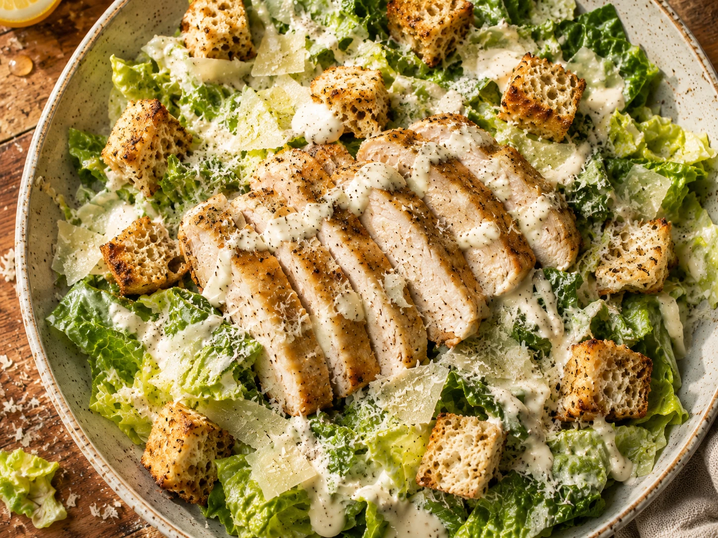 Greek Yogurt Chicken Caesar Salad preparation