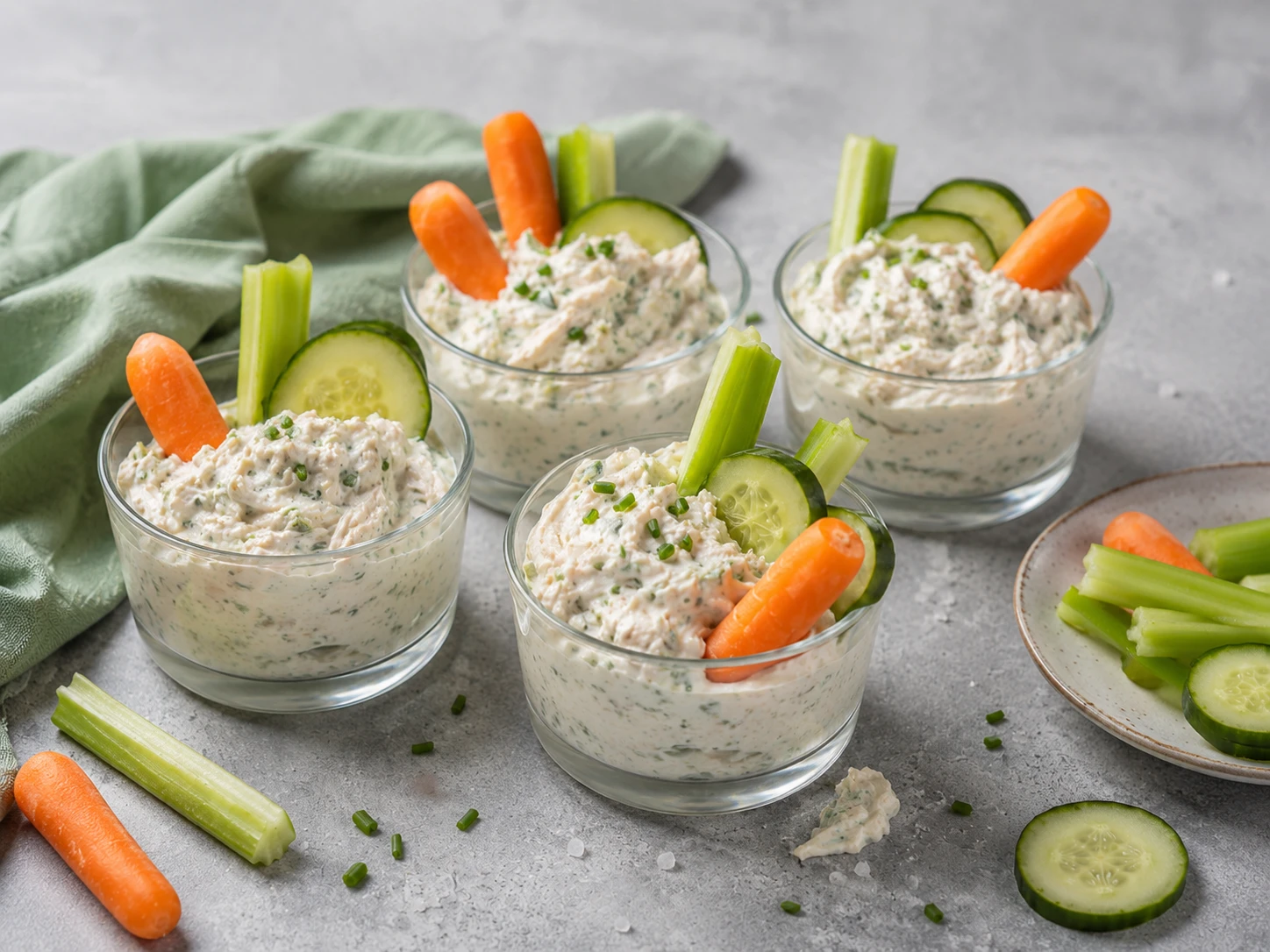 Greek Yogurt Ranch Chicken Dip Cups