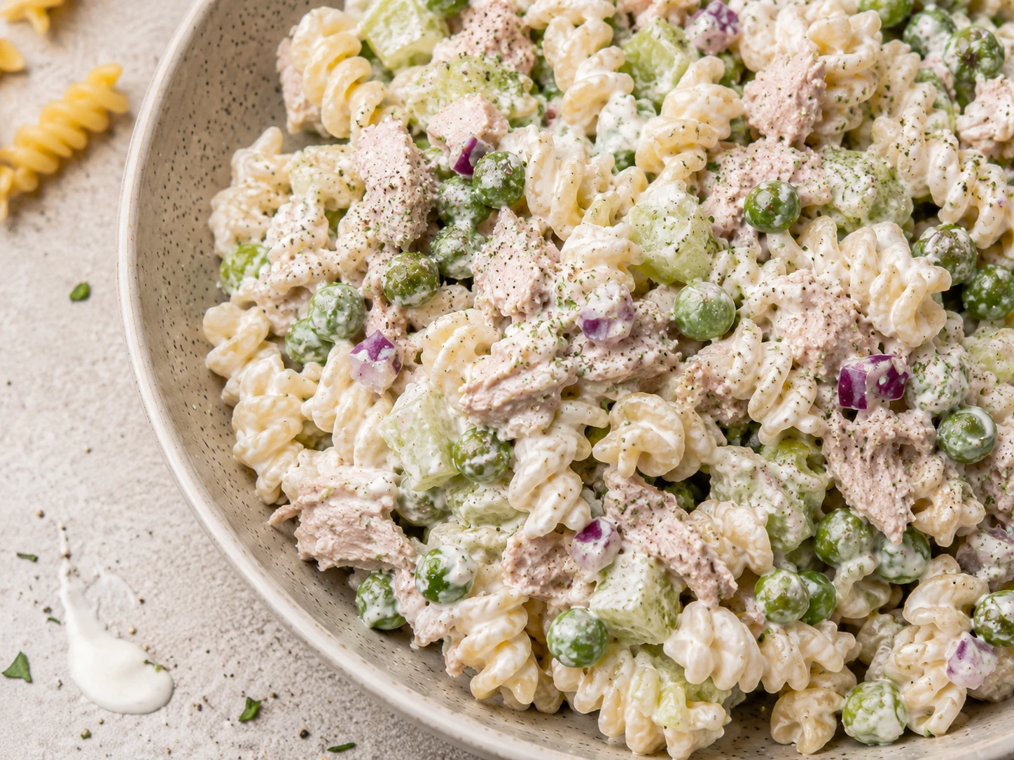 Greek Yogurt Tuna Pasta Salad close up